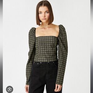 Black and Green Gingham Blouse